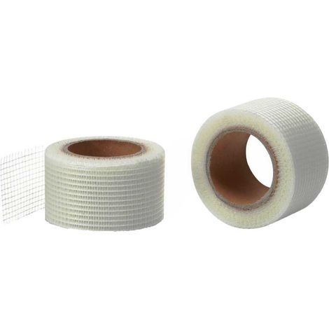 Euro Vanadium – Ruban adhésif en fibre de verre 10m x 5cm – Lot de 2 rouleaux – Pour colmatage de surfaces importantes – Trame blanche autocollante (1/3)