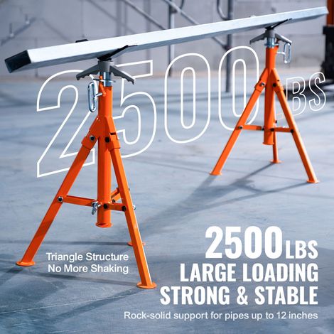 Support de Tuyau Pliable Acier 45 1133,9 kg, Tête en V Réglable 69,1-132,1 cm pour Tuyaux 1,3-30,5 cm (1/5)