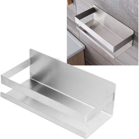 Duschablage aus gebürstetem Edelstahl, rechteckig, selbstklebend, wandmontiert, multifunktional, nicht perforiert, geeignet für Badezimmer, Esszimmer und Duschen. (1/5)