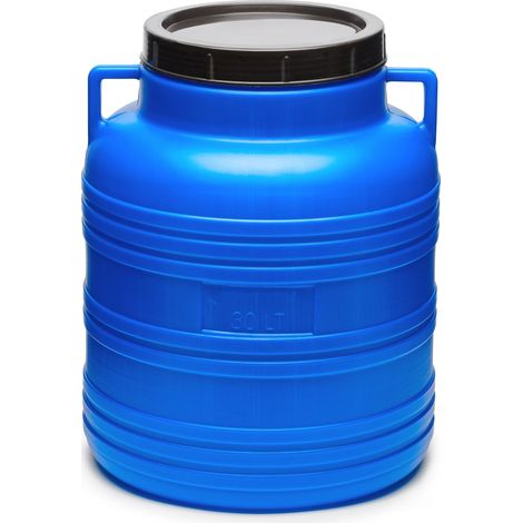 Garronda réservoir d'eau de 30 litres, Baril Alimentaire, fût à Large Ouverture en HDPE et sans BPA, tonneau de Jardin, bac à Aliments pour Animaux, conteneur d'eau, tonneau Universel GD-0078, Bleu
