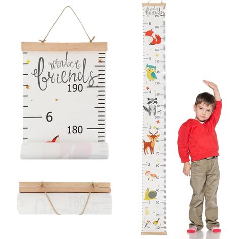 Medidor de altura de pared infantil con diseño de zorro de dibujos animados regla de medición del crecimiento para niñas y niños.
