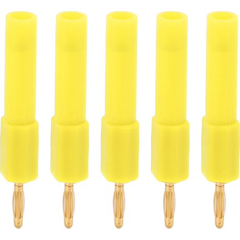 Adaptateurs de fiches bananes (lot de 5), 2 mm à 4 mm, connexion sécurisée, bonne conductivité, jaunes. (1/5)
