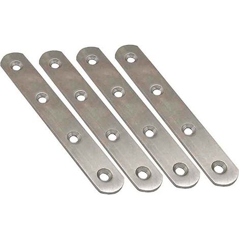 Placas rectas para unión "PLC14" 80x16x1,5mm fabricadas en acero inoxidable (4 unidades, incluye tornillería) (1/4)