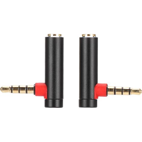 Adaptateur Audio 3.5mm Mâle vers Femelle Angle Droit - Câble Jack Stéréo Noir - 2 Pièces (1/5)