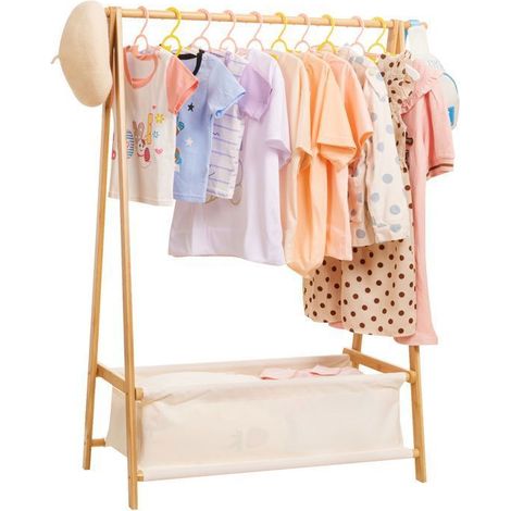 Organiseur de cintre, 86 x 36 x 106 cm, en bambou, pliable, pour placard, porte ou fixation murale, adapté aux espaces intérieurs et aux routines quotidiennes.-AquaForge (1/5)