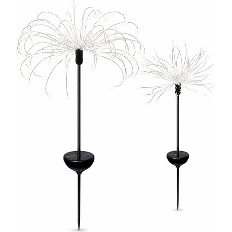 Lampe Solaire de Jardin Feu d’Artifice, 200 LED Blanches, 8 Modes, Piquet Extérieur Résistant à la Pluie (1/5)