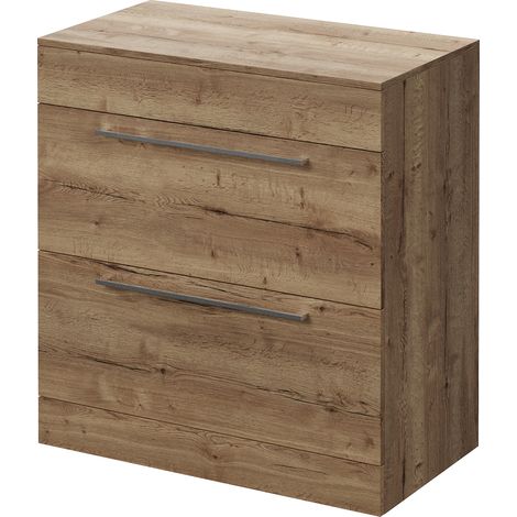Napoli 460 Tobacco Oak 800mm 2 Drawer Vanity Unit for Countertop Basins - 800mm - Chrome 480mm Handle