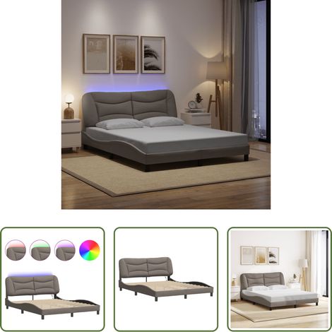 LED-Leuchten -  Bettgestell mit LED ohne Matratze "Hvar" Taupe 160x200 cm Stoff (1/5)