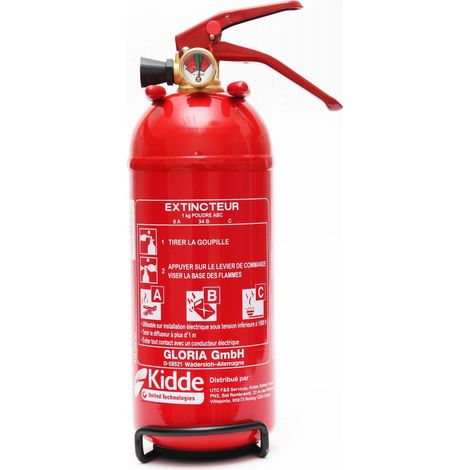 Kidde – Extincteur 1KG ABC – Poudre sèche pour feux de classe A, B et C – Portée 4m, durée 10s – Compact et transportable (1/3)