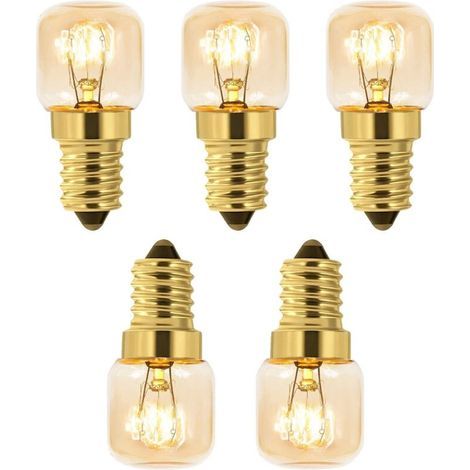 Lot de 5 Ampoule à Sel 15W E14 T22, Incandescence Blanc Chaud 2700K, 80LM, AC 230V, Ampoule Four 15w 300°, Pour Four, Frigo, Lampe de Sel, Fours Grill (1/5)