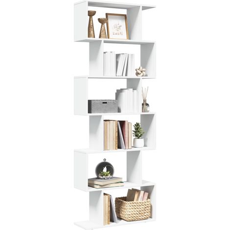 Raumteiler-Bücherregal 6 Etagen Weiß 70x24x193 cm Holzwerkstoff