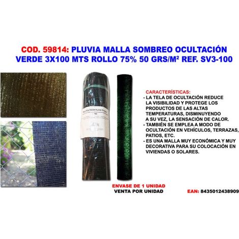 pluvia malla sombreo-ocul 75% 50g-m2 verde 3,00x100 m no plegado
