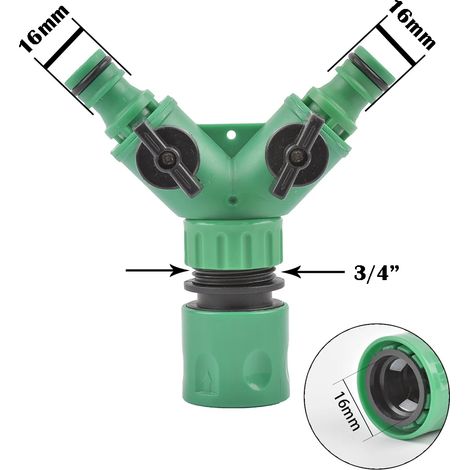 (C)1/2 3/4 Filetage Robinet 2 voies Tuyau Répartiteur d'eau Robinet de jardin Répartiteur en Y Raccords d'arrosage Joints à interrupteur réglable (1/5)