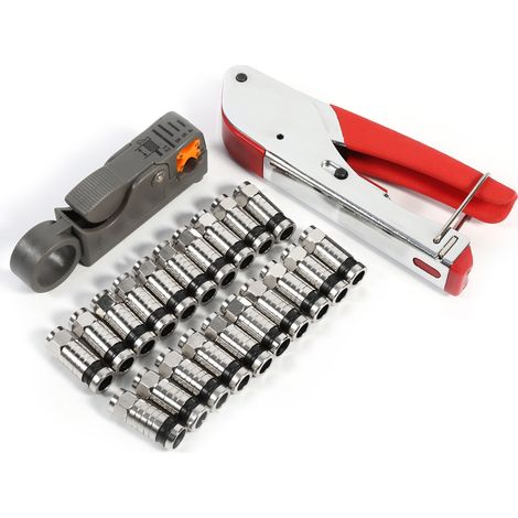 Kit de Compression Type F pour Connecteurs RG58 RG59 RG6, Outil de Dénudage et Pince à Sertir Coaxial (1/5)