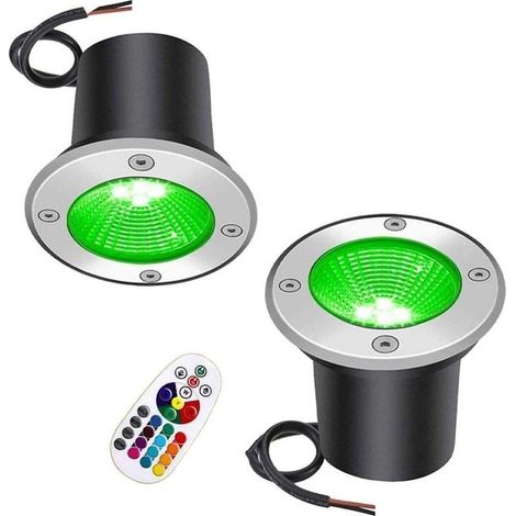 Spots LED Extérieur – Lot 2 – Télécommande RGB 12V/24V – Projecteur Jardin 6W pour Terrasse (1/5)