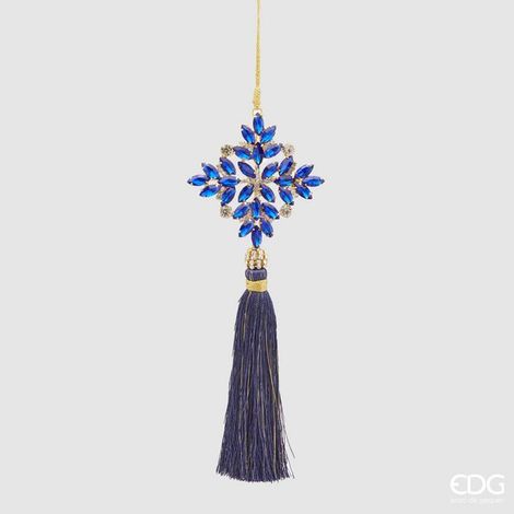 EDG Enzo De Gasperi Decorazione Natale FioccoNeve Gemme con Nappa H 22 Cm Blue