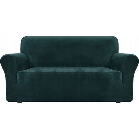 Funda para sofá de 2 plazas, terciopelo elástico, TESS, verde