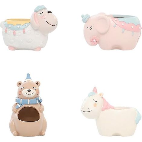 Lot de 4 pots de fleurs en résine (1/3)