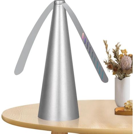 Ventilateur anti-insectes, ventilateur de bureau électrique portable silencieux à plusieurs lames pour dîner, pique-nique et barbecue (argent) (1/5)