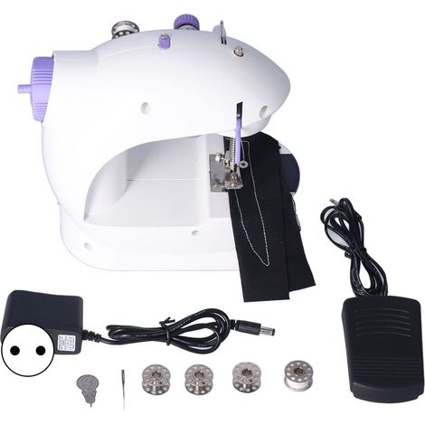 Mini-Nähmaschine für unterwegs mit Fußpedal, Licht und EU-Kabel (1/5)