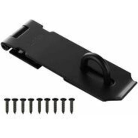 Cadenas Fermoir Loquet Porte 5 Pouces, Loquet pour Cadenas avec Vis, Inoxydable Fermoir Porte Cadenas pour Porte, Tiroir, Placard (Noir) (1/4)