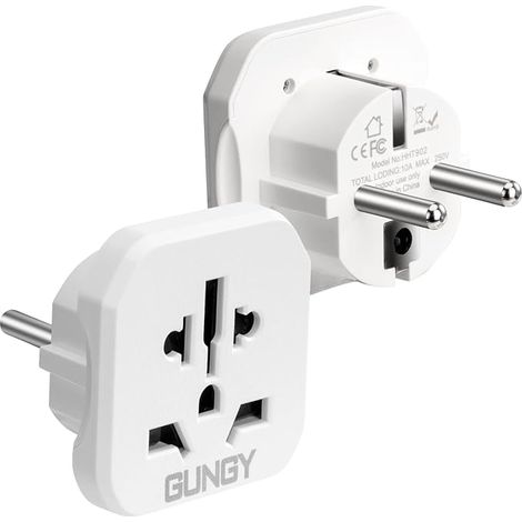 Universal Travel Plug Adapter to France Adapter Plug International to France for American English China Australia White 2 PCS (1/5)