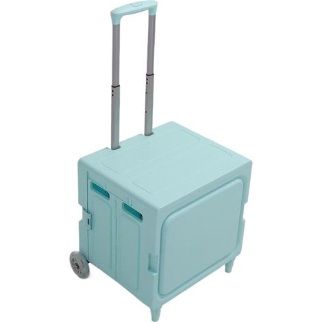 Chariot de courses pliable à roulettes, facile à ranger, grande capacité de charge, polyvalent, pliable, portable, avec panier à roulettes, vert (1/5)