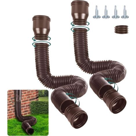 BUNTHAUS (2 Pièces) brun Rallonge Gouttière Flexible, Ensemble D'Extension Ronde Pour Descente De 80/100 mm, Kit D'Extension De Tuyau De Pluie, Extension De Descente De 47 à 150 cm (1/5)