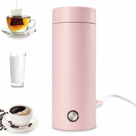 Mini Bouilloire Electrique de Voyage, 450 ml Petite Bouilloire Electrique en Acier Inoxydable, Chauffante Electrique, Ebullition Rapide et Arrêt Automatique pour Thé, Lait, Café (PINK) 21.57.5 c (1/4)