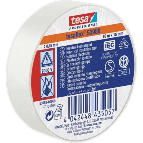 Ruban Isolant - Caoutchouc - 10 M x 15 Mm - Blanc - 1 Rouleau