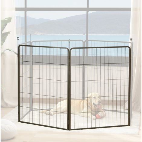 Lot de 2 panneaux d’extension pour parc à chiens, 80 x 100 cm, acier noir, OKWISH (1/5)