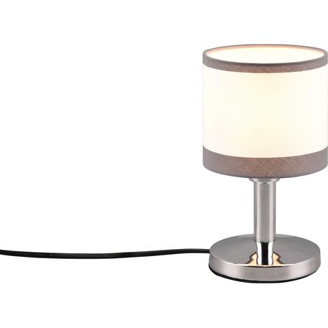 Lampe de table moderne HECARIA RL chrome et blanc, abat-jour cylindrique, 1xE14 10W (1/2)