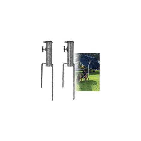 Pied de Parasol, 2 Pièces Ancrage Parasol Ancrage Support de Parasol, Élastique Réglable Pied Parasol, Multi-Applications Métal Pied Parasol pour Plage de Sable ou Sol-JUSCH (1/5)