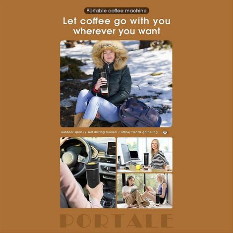 Tragbare elektrische Espressomaschine mit Reisetasche, tragbare Kaffeemaschine für unterwegs, selbstheizende Espressomaschine fürs Auto A (1/5)