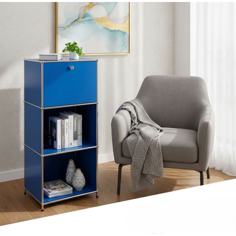 Rangement stylé et épuré – Étagère en métal chromé, 50 x 40 x 121 cm, Bleu