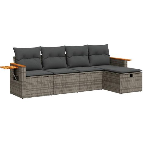 Maison Exclusive - 5-tlg. Garten-Sofagarnitur mit Kissen Grau Pol (1/5)
