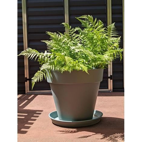 RIVIERA SOLEILLA round flower box - Plastic - Diameter 60 cm Clay green (1/2)