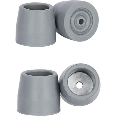Gehspitzen, Set mit 4 universellen Ersatzspitzen für Gehhilfen mit 25-mm-Schaft, werkzeugloses Gehzubehör, 2 graue Paare (1/4)