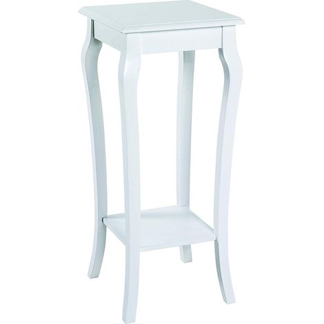 Console en bois massif laqué blanc - 30 x 30 x 71 cm -PEGANE-