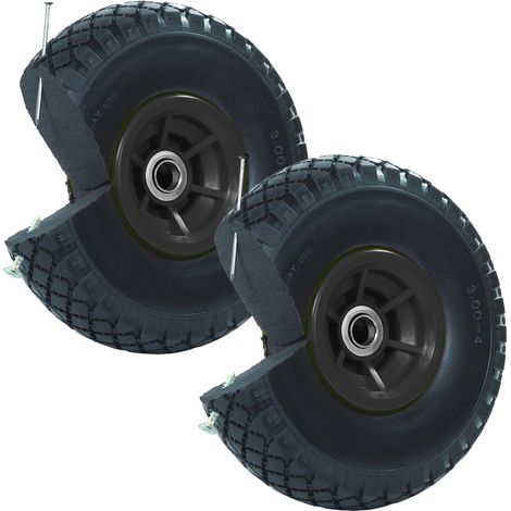 2x Sackkarrenrad Vollgummi 260x85 mm 3.00-4 60mm Nabenlänge Ersatzrad Nabenversatz schwarz
