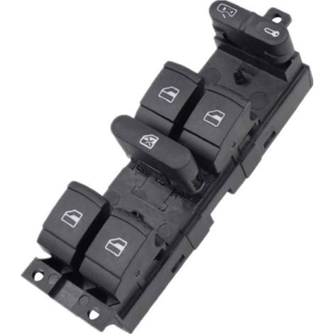 Interrupteur Leve-Vitre - Bouton Commande Electrique Pour Vitre Avant Conducteur - Compatible VW Golf 4 Jetta Mk4 Bora Passat B5 Seat Leon Toledo 1J4959857D - Unité (1/5)