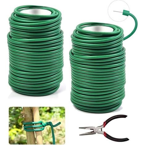 Fil Jardinage Vert,2 Rouleau Fil De Jardin Vert Souple 3,5mm x 40m,Fil Attache Tomate, Fil De Plante Supportant La Fixation Des Attaches Pour Plantes Grimpantes Fournitures De Jardinage