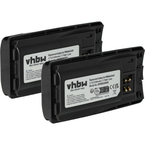 vhbw 2x Akku Ersatz für Motorola PMNN443A, PMNN4434AR, PMNN4453R, PMNN4453 für Funkgerät, Walkie Talkie (2100 mAh, 3,7 V, Li-Ion)