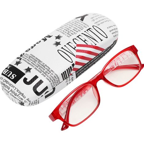 Lunettes de lecture pour presbytes, monture rouge pour hommes et femmes avec étui (+250 montures rouges) (1/5)