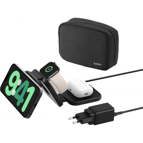 Belkin BoostCharge Pro Écouteurs, Smartphone, Smartwatch Noir Secteur, USB Recharge sans fil Charge rapide Intérieure