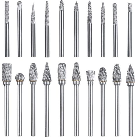 20-teiliges Rotationsfräser-Set aus doppelt geschnittenem Wolframkarbid, Rotationsfeilen, Fräser, Feilen, 3-mm-Schaftfräser für Heimwerker
