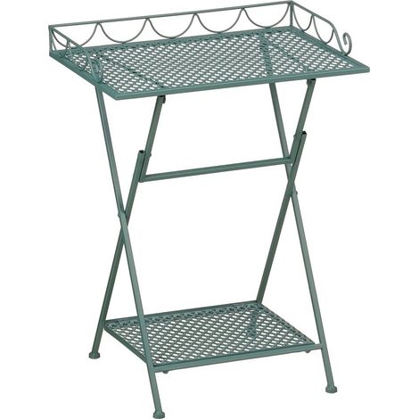 Guéridon de Jardin Pliant en Fer Vert d'Extérieur pour Balcon et Terrasse 50 x 38 x 68 cm - PANGIVO (1/5)