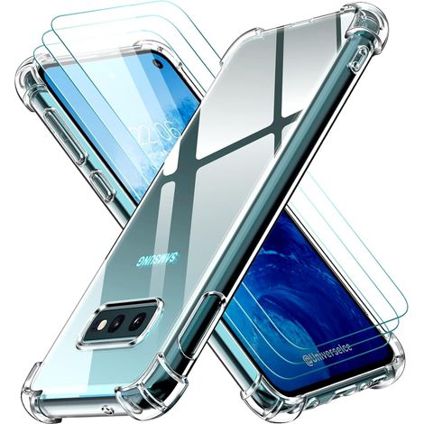 Coque pour Samsung Galaxy S10e / S10 e avec 3 Pièces Protection Écran en Verre Trempé, Transparent Étui de Protection en Silicone Antichoc, Mince Souple TPU Bumper Housse (1/5)