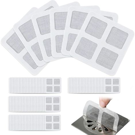 100 Pièces Autocollants Jetables pour Canalisations de Douche,10 cm x 10cm Attrape Cheveux Couche en Maille Filtre Cheveux Douche pour Salle De Bain évier De Cuisine