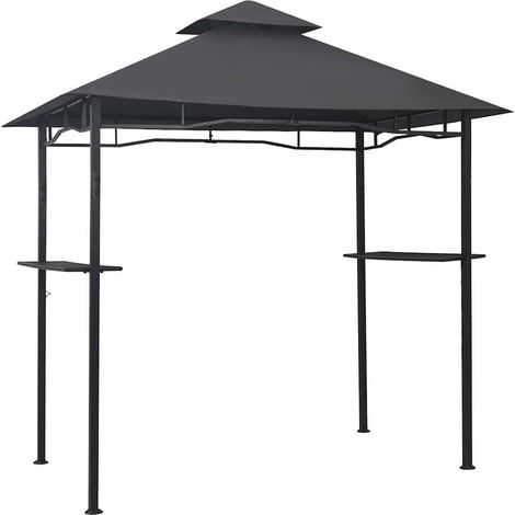 Gazebo Chiosco per Barbecue 240x150x255 cm Antracite in Acciaio (1/4)